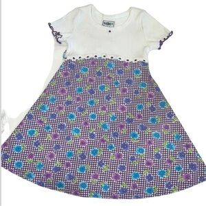 SWEET SODA GIRLS DRESS VINTAGE 90’S WHIT AND PURPLE CHECK AND DAISIES